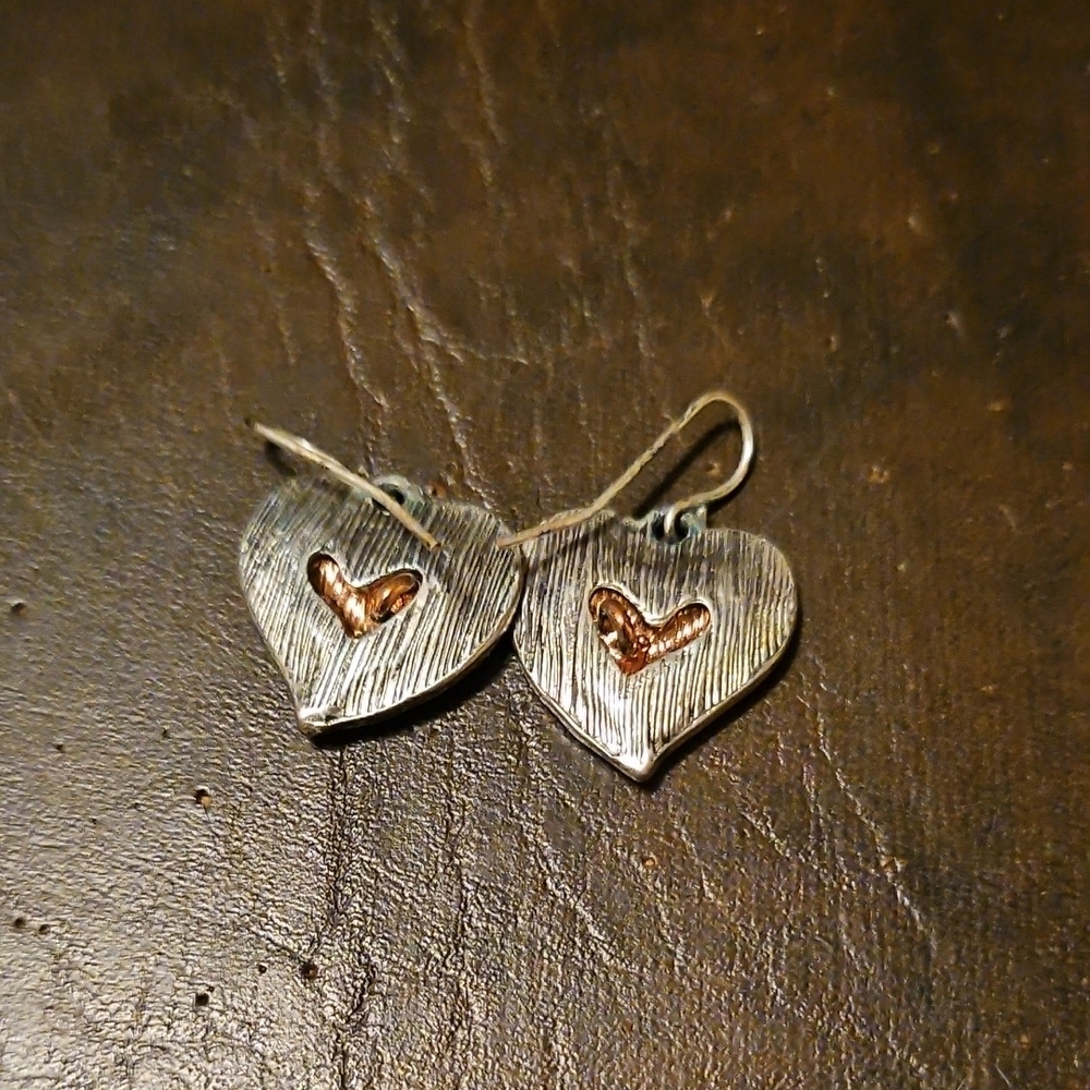 Silver and Gold Heart Earrings